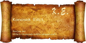 Koncsek Edit névjegykártya